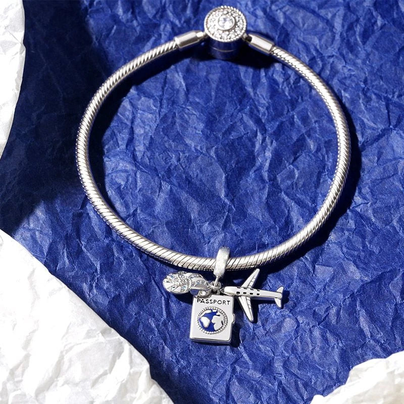 925 Silver 🎓☕ Coffee, Family & Travel Charm | Pandora Fit Bead DIY