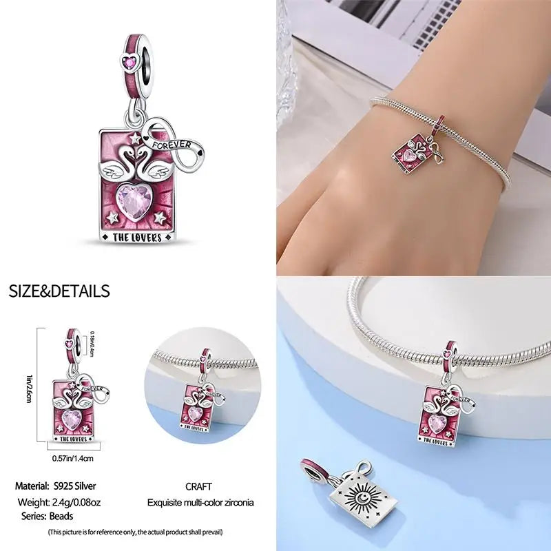 925 Sterling Silver Tarot Star Lover Charm | Fits Pandora Bracelet Women’s DIY Jewelry Gift