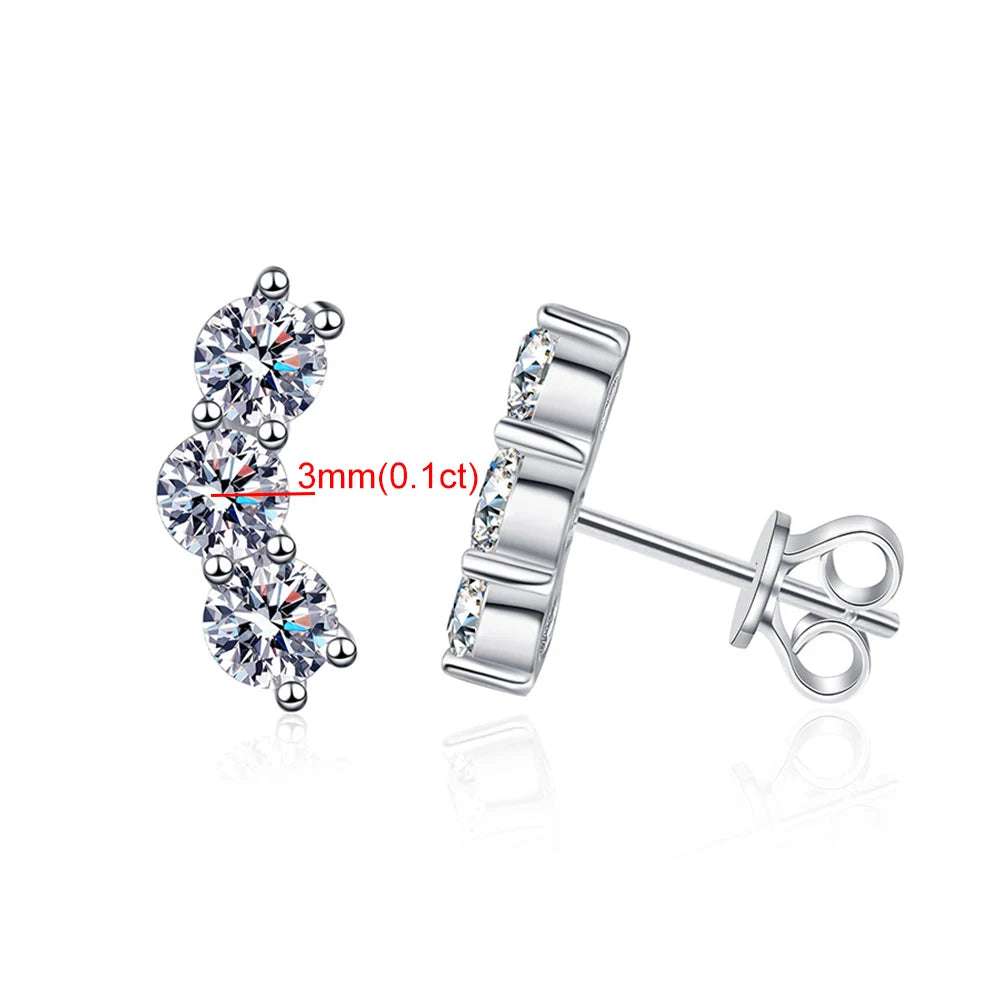 Real D Color Moissanite Diamond Earrings GRA Certified | 925 Sterling Silver Sparkling Studs for Women
