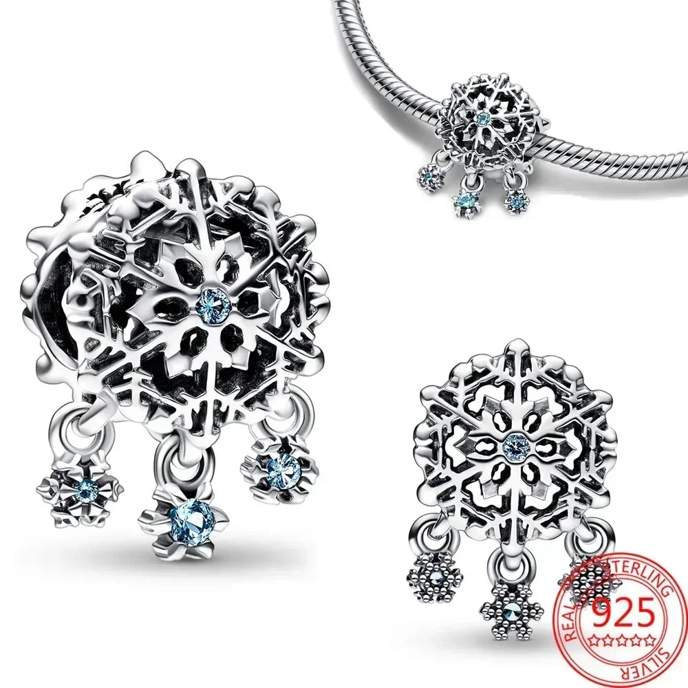 Christmas 925 Sterling Silver Charms | Santa Claus Reindeer Snowman Tree Beads Fit Original Bracelet