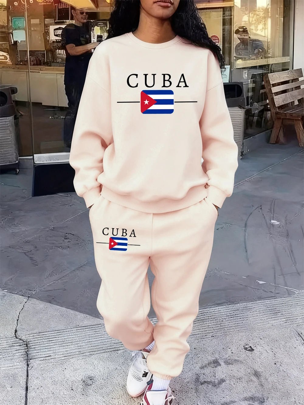 Women’s Cuba Flag Hoodie & Sweatpants 2-Piece Set – Winter Fleece Casual Jogging Outfit 🇨🇺🔥