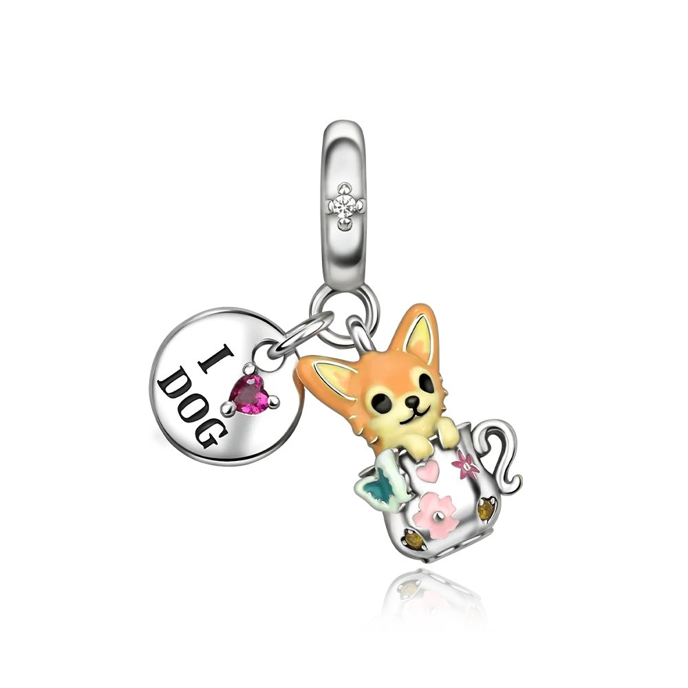 925 Sterling Silver Pink Cat & Dog Paw Charm Bead | Animal Claw Bone Beads for 925 Bracelet DIY Jewelry Gift