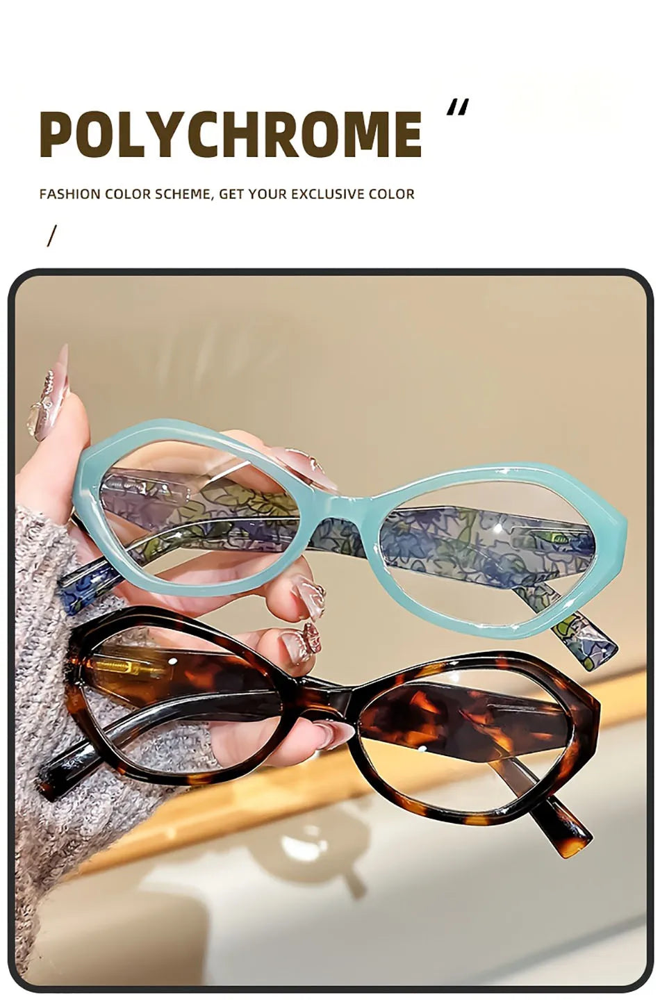 New Elegant Polygon Reading Glasses – Blue Light Blocking Farsight Presbyopia Goggles +1.0 to +4.0