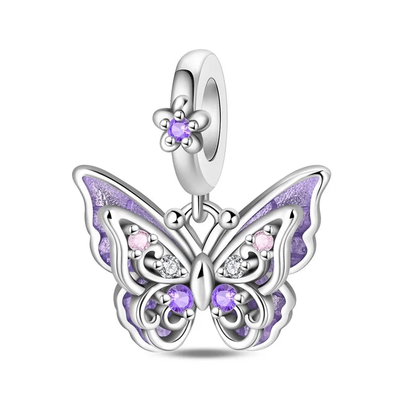 Original 925 Sterling Silver Luminous Lantern & Magic Cat Charm Bead | Glowing Angel Jungle Pendant for Bracelet Jewelry