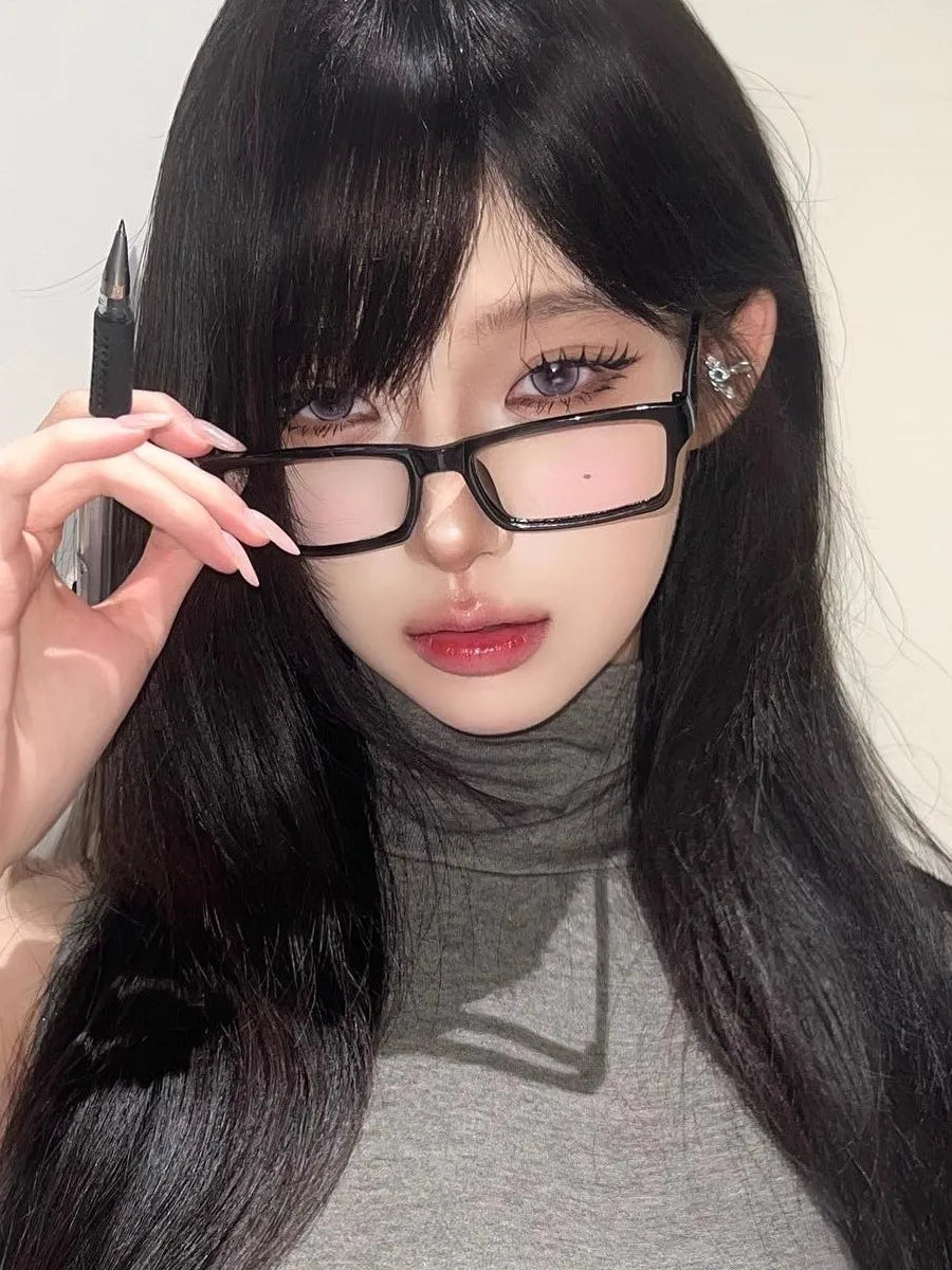 2PCS Square Shaped Glasses for Women – Retro Clear Reading Eyeglasses | Blue Light Blocking Eyewear Japanese Fashion Gift