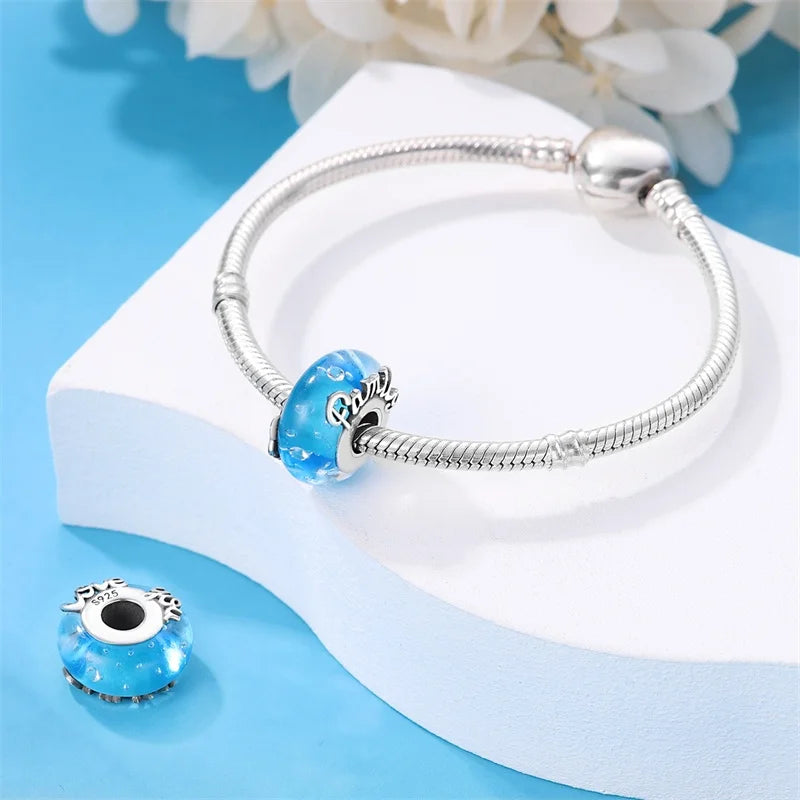 925 Sterling Silver Round Colored Zircon Spacer Beads – Fits Pandora Original Bracelets DIY Exquisite Party Jewelry