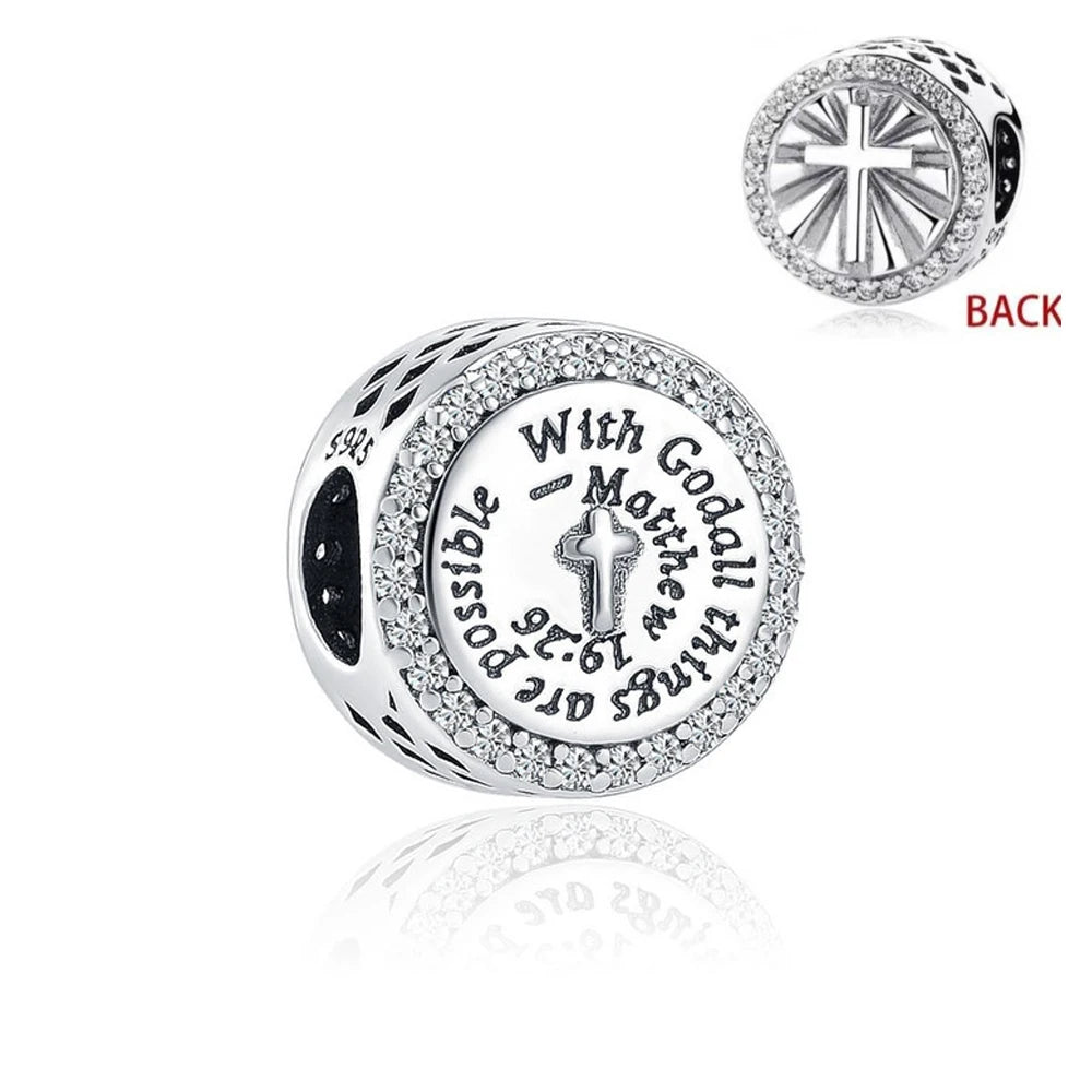 New 925 Sterling Silver Plated Christ Cross Buddha Charm Bead | Fit Original Pendant Bracelet DIY Fashion Jewelry