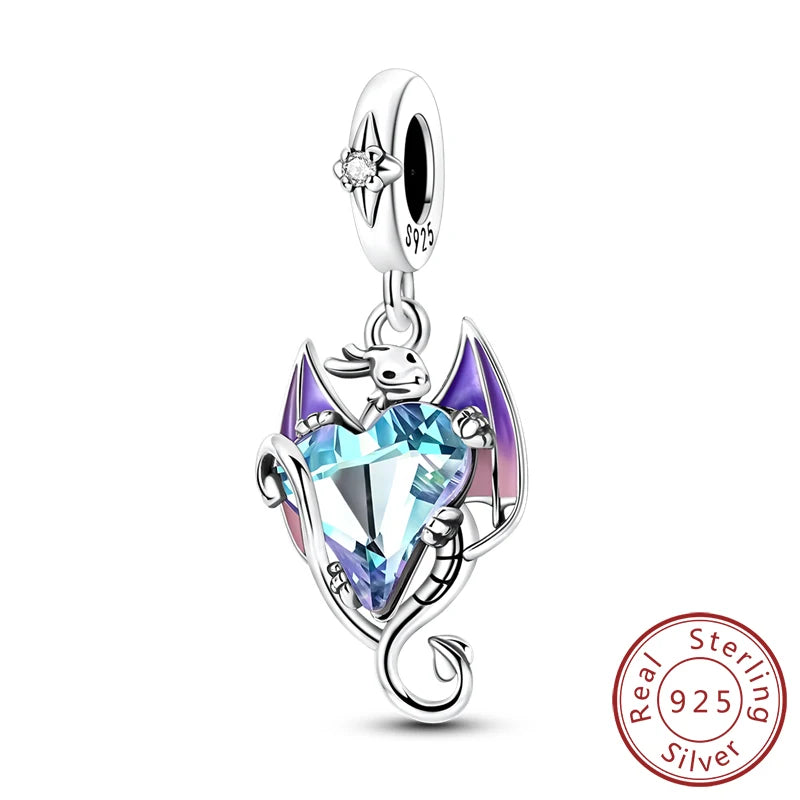 Original 925 Sterling Silver Charms – Mushroom, Unicorn, Wings & Pearl Beads for Women