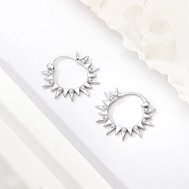 925 Sterling Silver Shining Sun Earrings for Women | Pave CZ Luxury Fashion Jewelry Gift for Anniversary & Engagement
