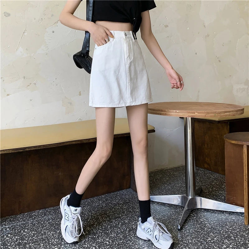Women’s High Waist A-Line Denim Skirt | Slimming Bodycon Short Skirt Korean Style 2025