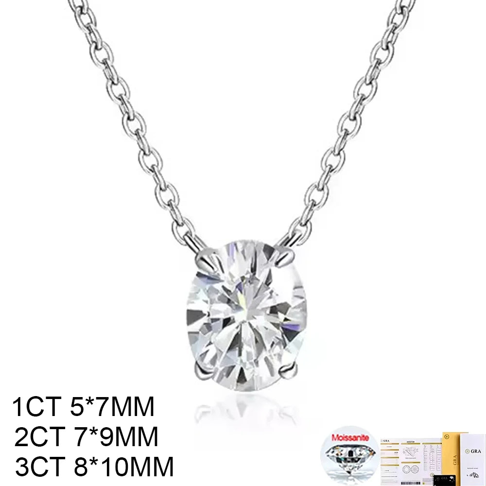 COSYA 1-3CT Oval Cut Moissanite Pendant Necklace – S925 Silver & 18K Gold for Women