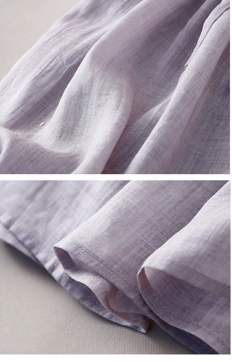 Elegant Embroidered Cotton Linen Long Dress – Women's Loose Waist Slimming Age-Defying Skirt, Spring, Summer & Autumn Fashion