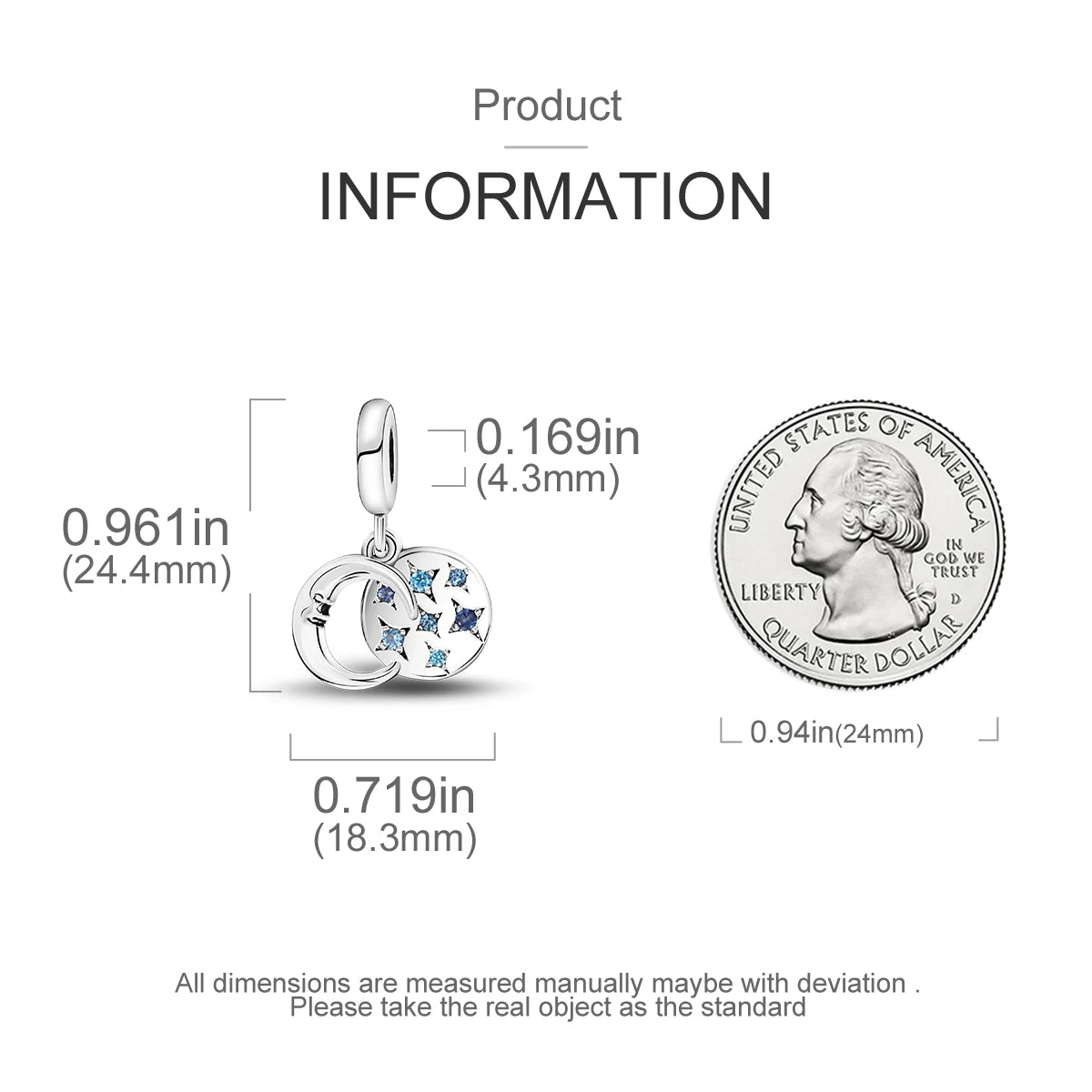 Silver Plated Colorful Glowing Moon & Stars Rainbow Dangle Charms | Fit Original Bracelet & Necklace | Women’s Jewelry Beads