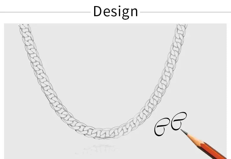 Wholesale Men’s 925 Sterling Silver Necklace – 2/4/6/8/10/12MM Chain 40-75cm Lobster Clasp