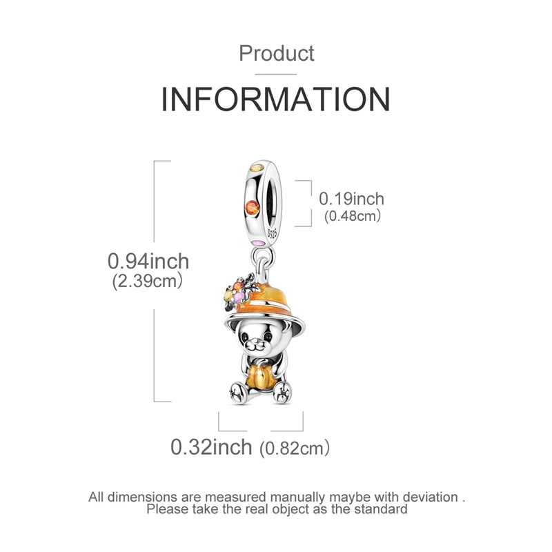 100% 925 Sterling Silver Teddy Bear, Kitten, Puppy & Elephant Luminous Firefly Charms | Sweet Beads Fit Pandora Bracelet Fine Jewelry
