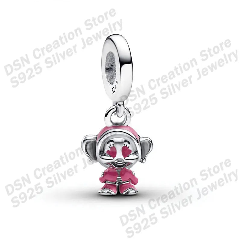 925 Sterling Silver Disney Charms | Stitch, Mickey & Cheshire Cat Beads for Original Bracelet Halloween Jewelry Gift