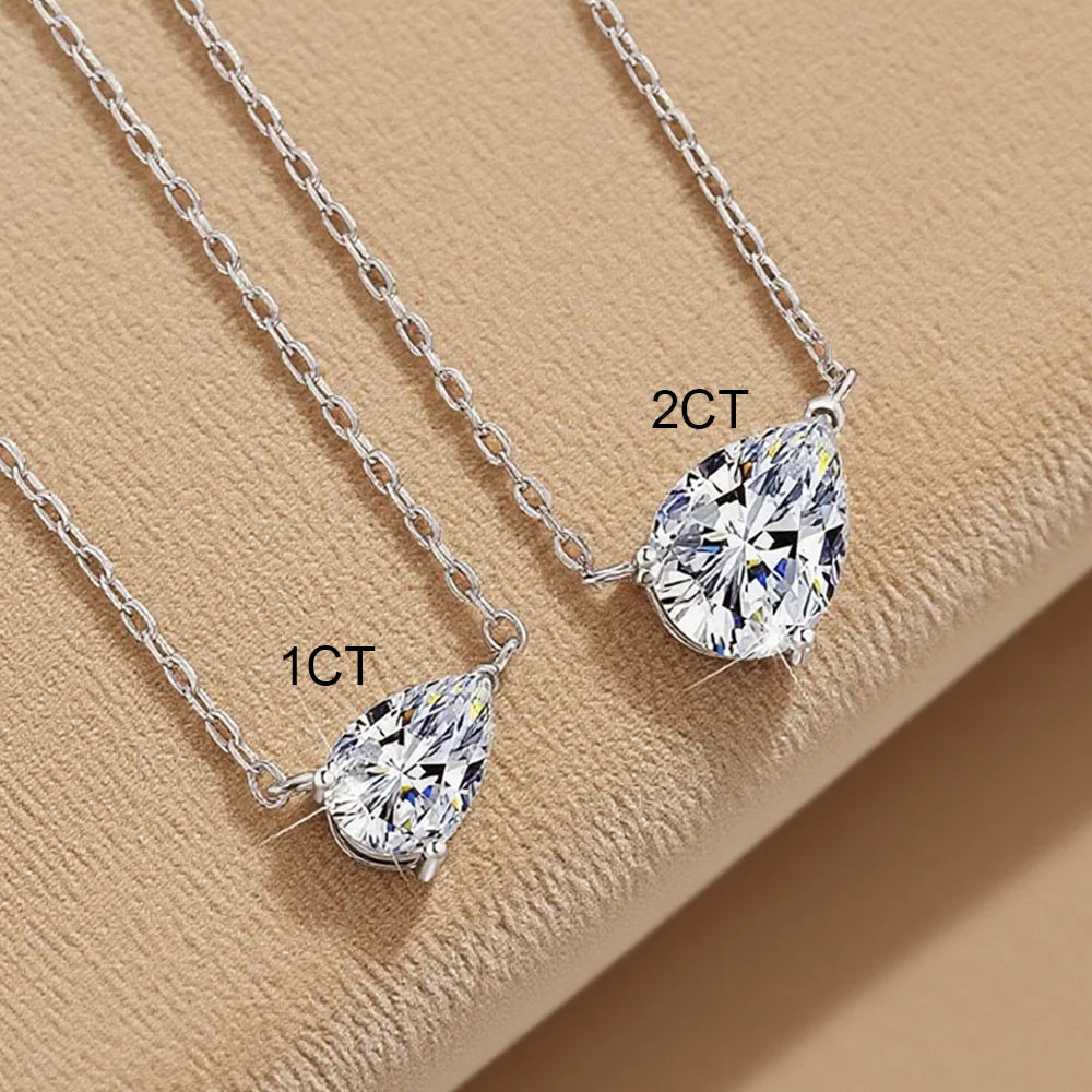 COSYA 1-3CT Pear Cut Moissanite Necklace – 100% 925 Silver & 18K Gold Pendant for Women