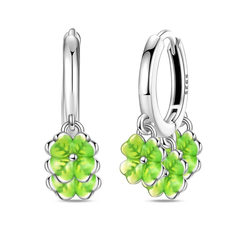 Original 925 Sterling Silver Fruit Series Earrings | Cherry & Strawberry Zircon Hoop Studs for Women Girls Party Jewelry