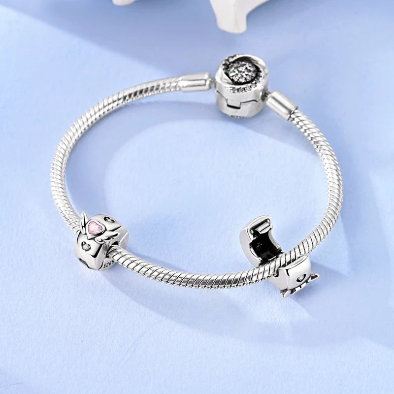 Original 925 Sterling Silver Charms – Mushroom, Unicorn, Wings & Pearl Beads for Women
