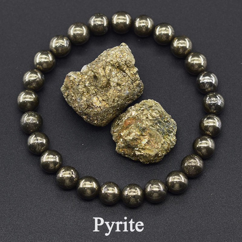 Original Natural Pyrite & Hematite Energy Beads Bracelet – Slimming Health Care Jewelry Gift for Men & Women
