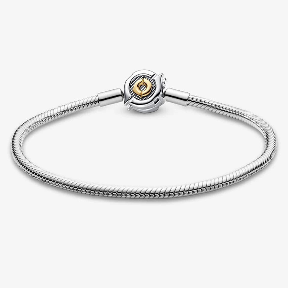 925 Sterling Silver Disney Minnie & Mickey Heart Charm Bracelet | Gold Bead ME Matte Braided Chain – Fashion DIY Jewelry