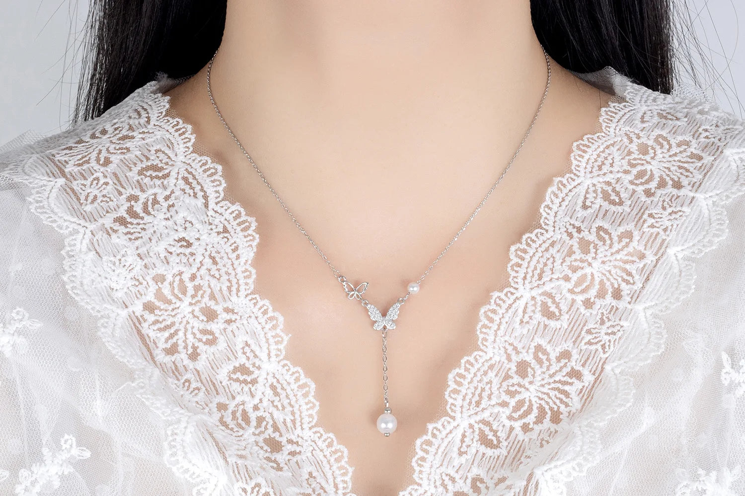 925 Sterling Silver Butterfly Pearl Necklace | Women’s Fashion Jewelry – Birthday & Wedding Gift