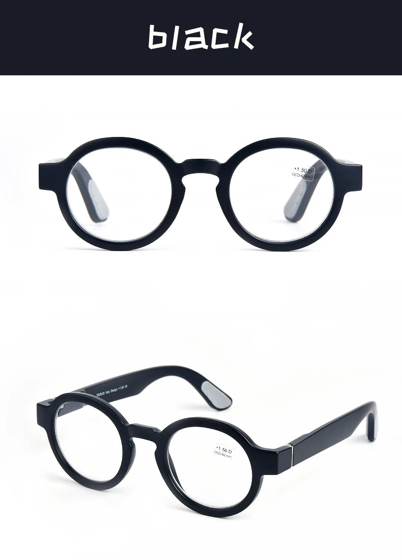 Guanhao Brand Men Reading Glasses – Vintage Round Frame Clear Eyewear | Thick Large Frame Presbyopia Glasses for Women & Elderly