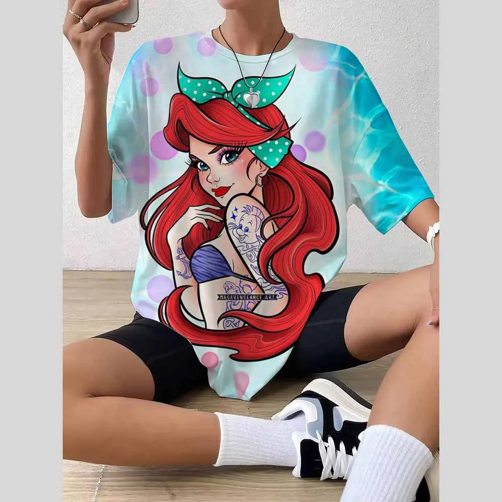 Y2K Disney Princess Graphic T-Shirt | Cute Harajuku Hip Hop 90s Style Women’s Streetwear Tee