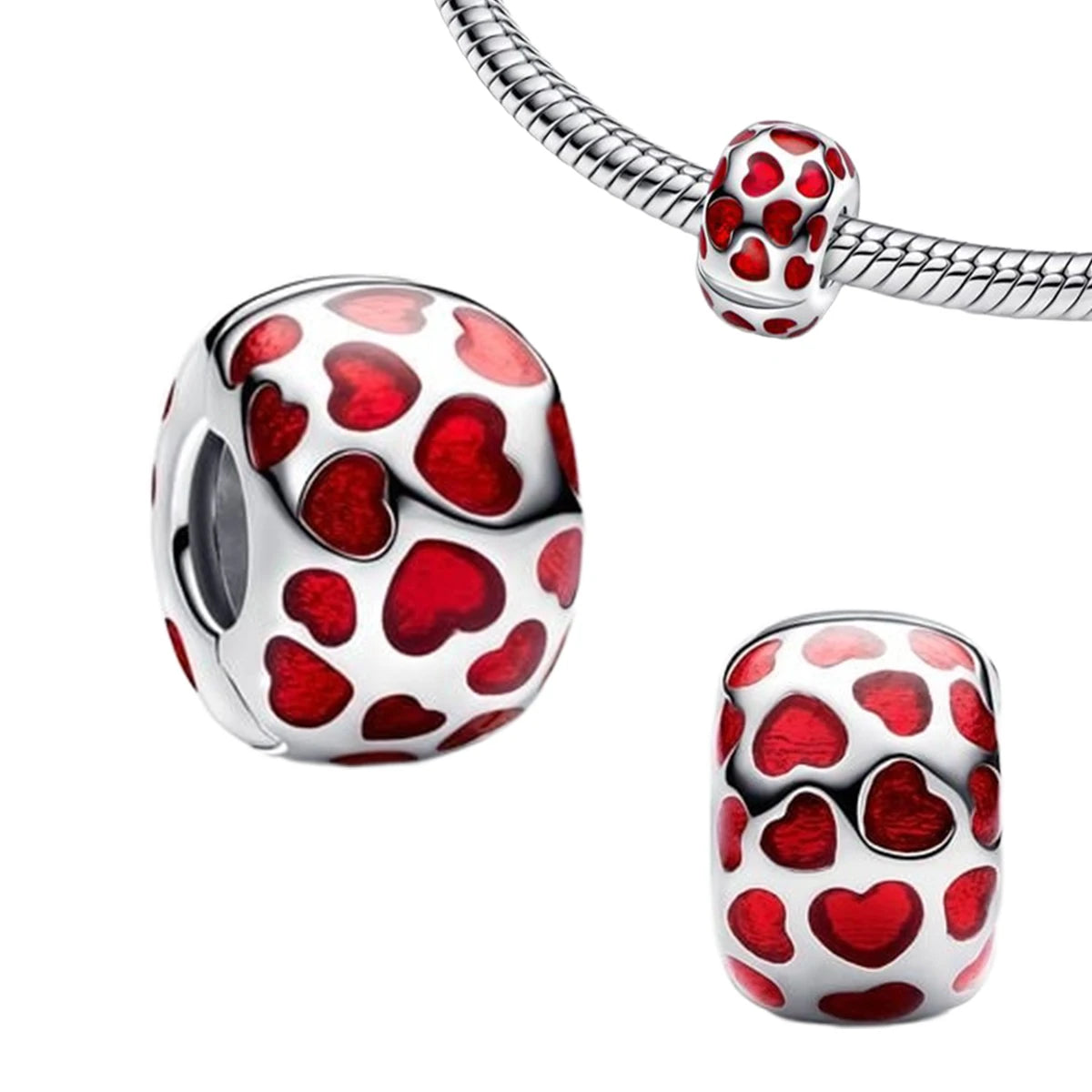 Romantic Pink Flowers 925 Sterling Silver Charms | Bag Lipstick Heart Bow Rose Bead Fit Original Bracelet DIY Jewelry Gift