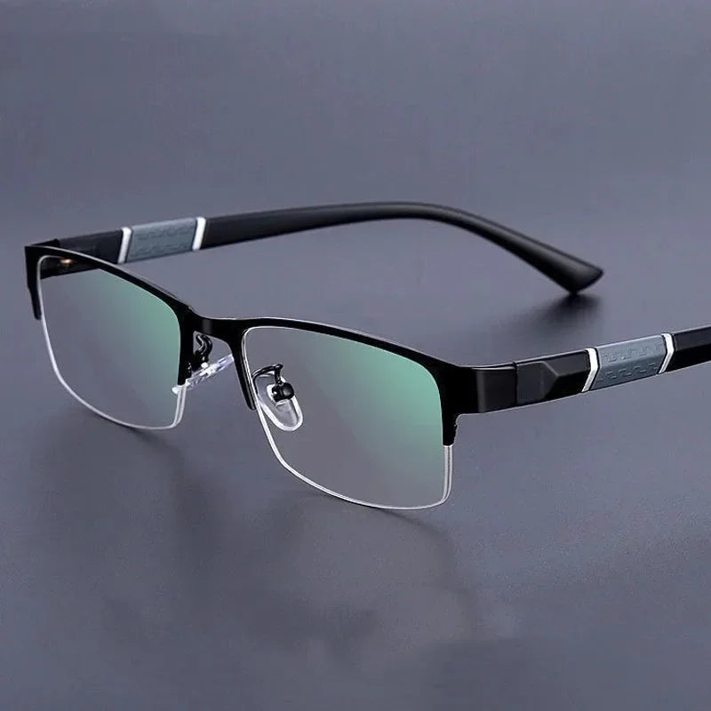 Metal Anti-Blue Light Reading Glasses for Men – Business Farsighted Eyewear Diopter 0 to +4.0