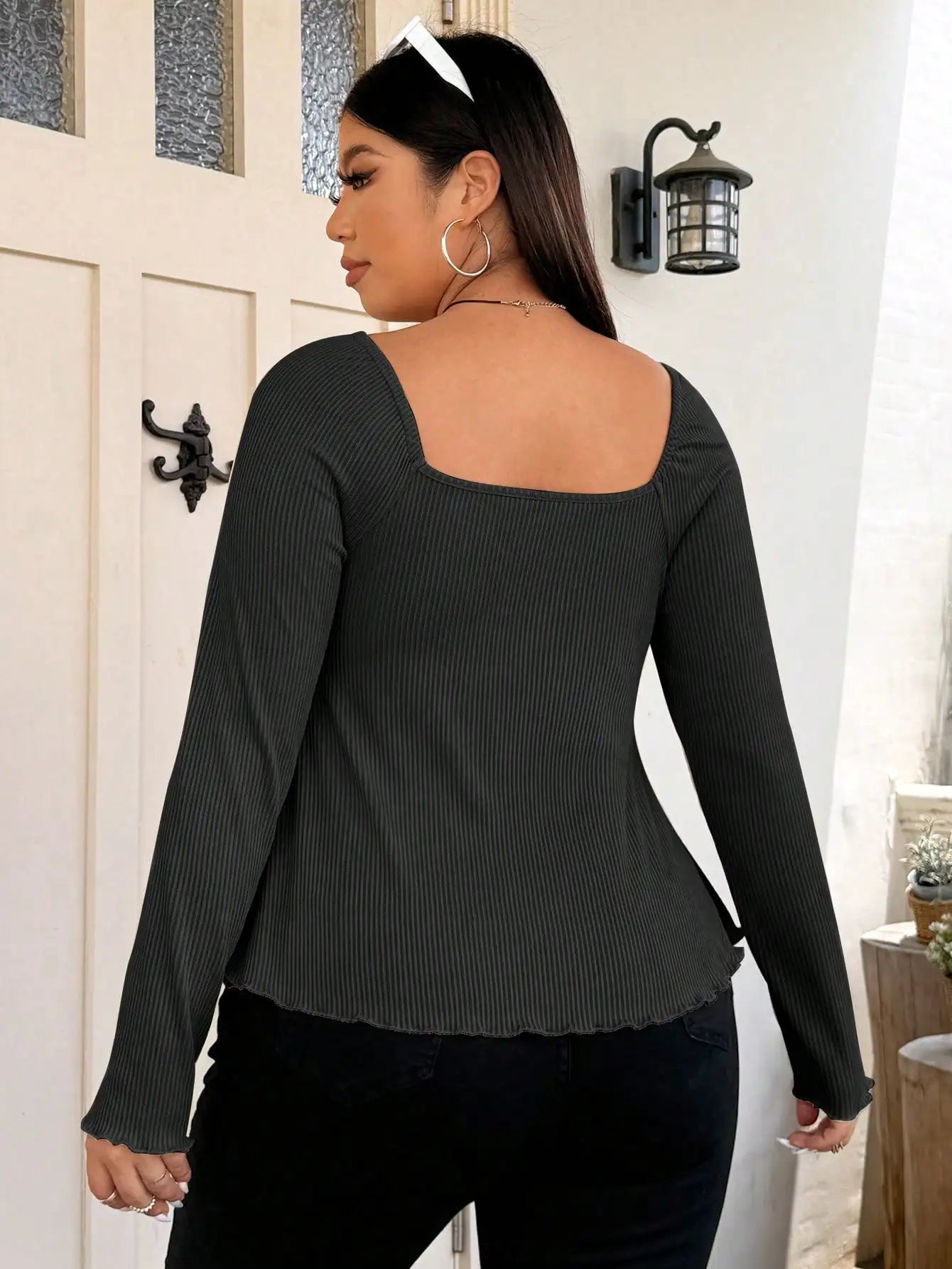 Elegant Plus Size Women’s Autumn & Winter T-Shirt – Solid Color Warm Fashion Top 🍂✨
