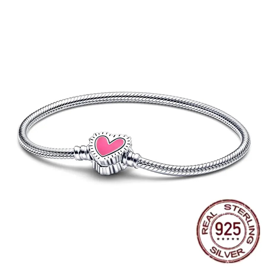 S925 Sterling Silver Crown Mickey Snake Bone Bracelet | Women’s DIY Gift