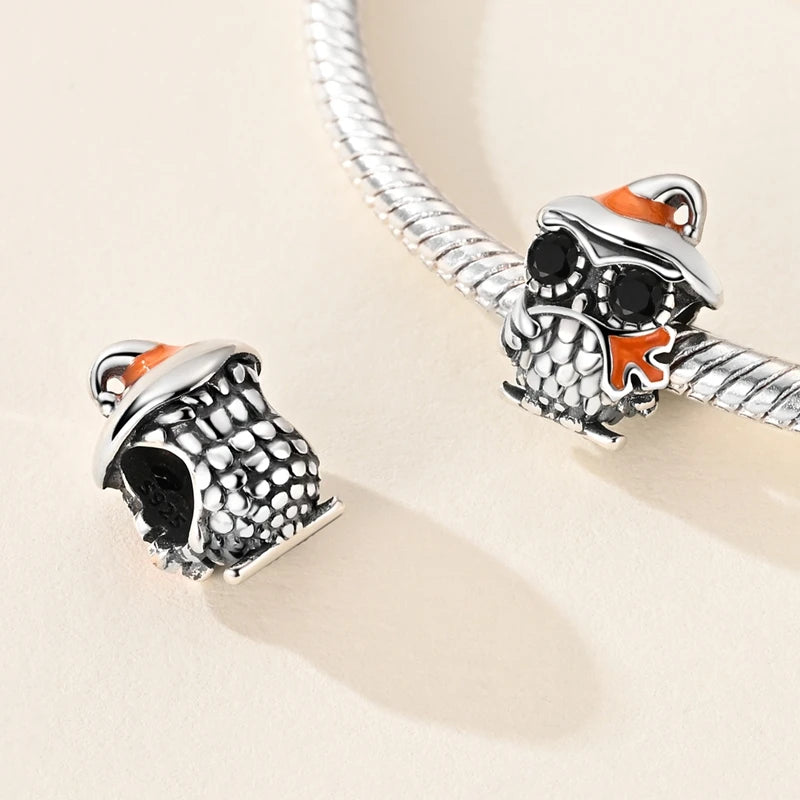 925 Sterling Silver Golden Autumn Charms | Maple Leaf & Pumpkin Beads Fit Original Bracelet DIY Jewelry Gift