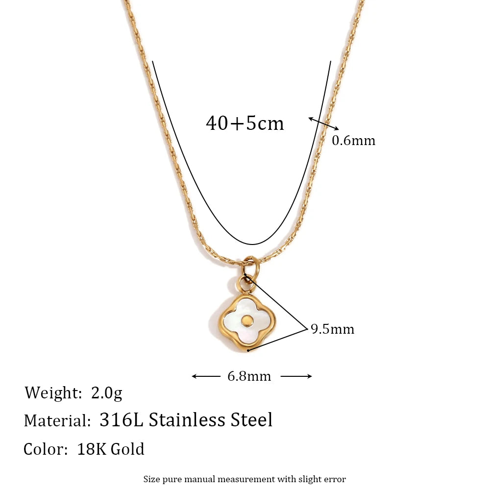 E.B.belle Mini Shell Flower Pendant Necklace – 18K Gold Plated Stainless Steel Jewelry for Women