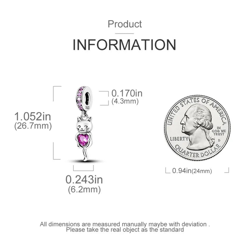 Cat Collection 925 Sterling Silver Charms Bead | Persian Bell & Multifarious Cat Dangle Fit Pandora Bracelet Necklace DIY Jewelry