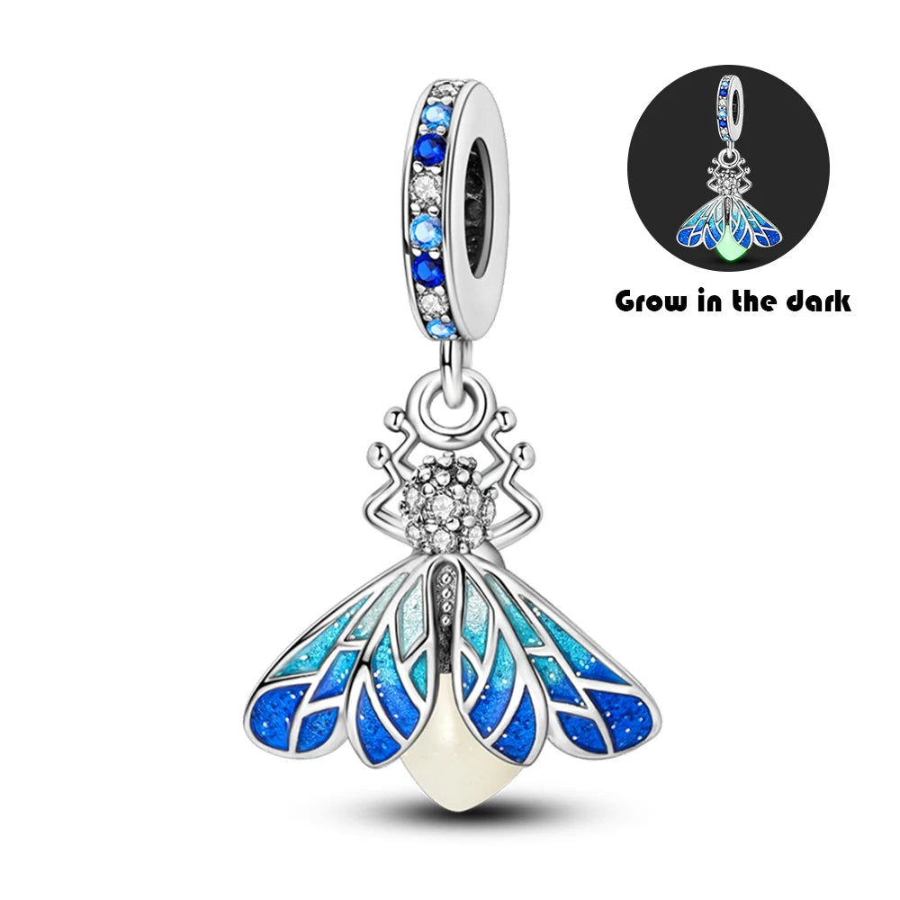 Original 925 Sterling Silver Glowing Firefly Charm Beads – DIY Bracelet Pendant for Women
