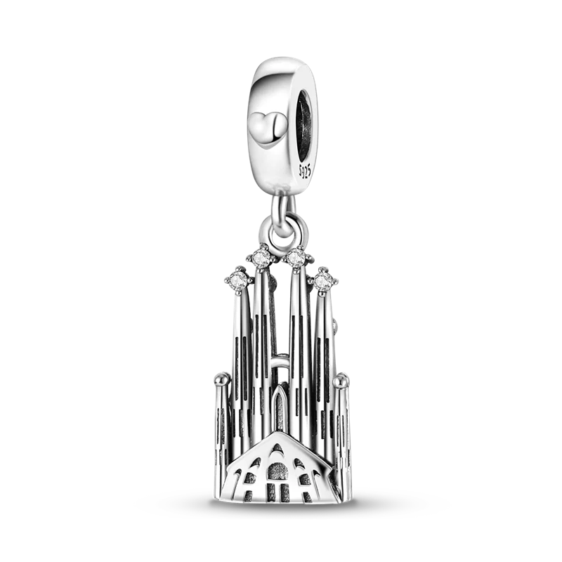 925 Sterling Silver Travel Around the World Charm Bead | Eiffel Tower & Triumphal Arch Dangle for Original Bracelet DIY Jewelry