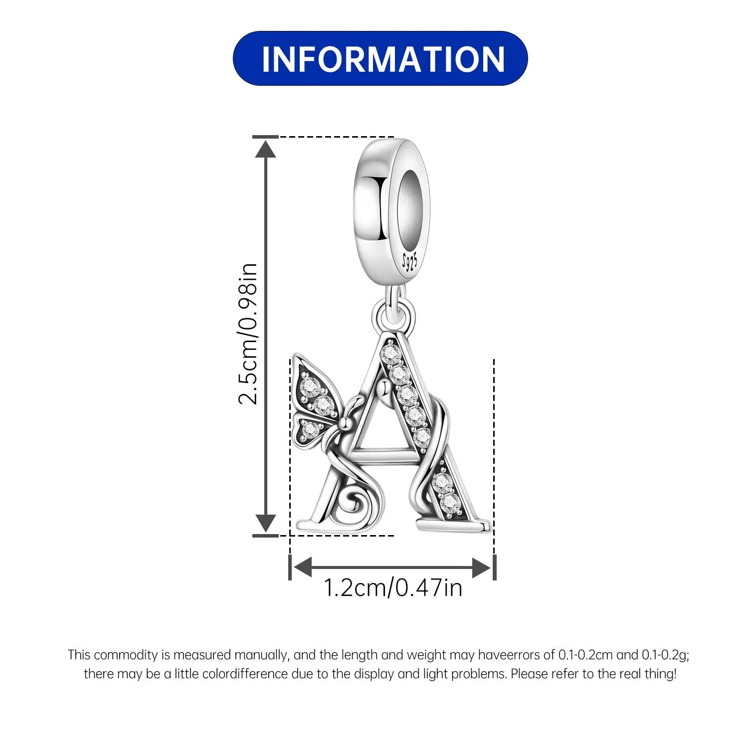 Original S925 Sterling Silver Butterfly & A-Z Letter Beads – DIY Bracelet & Necklace Jewelry