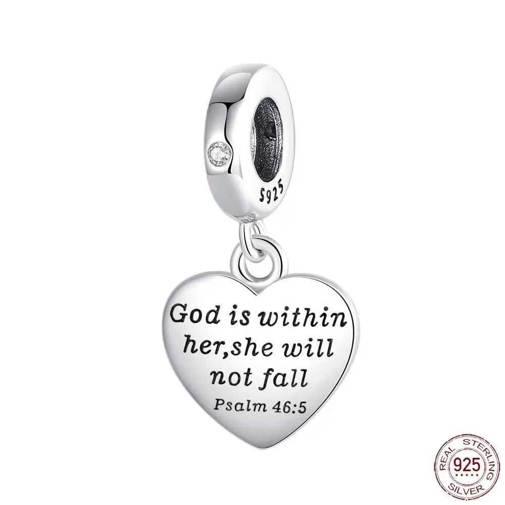2025 Hot Sale 925 Sterling Silver Religious Bible Heart Charm | Fit Pandora Bracelet & Necklace DIY Jewelry