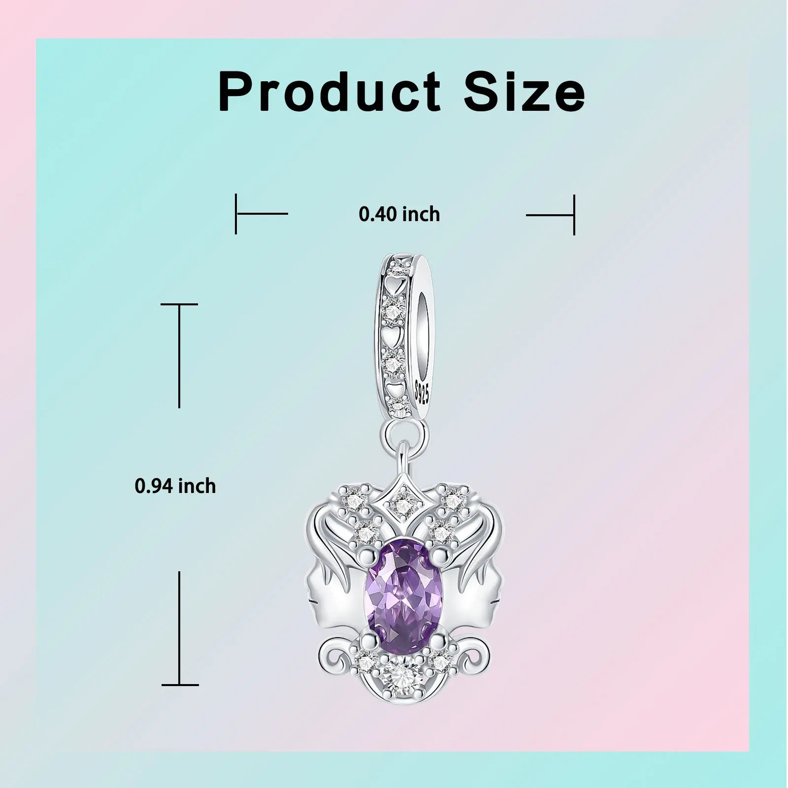 925 Sterling Silver Birthstone Love Pendant Charm | January–December Zircon Bead for Bracelet & Necklace DIY Jewelry Gift