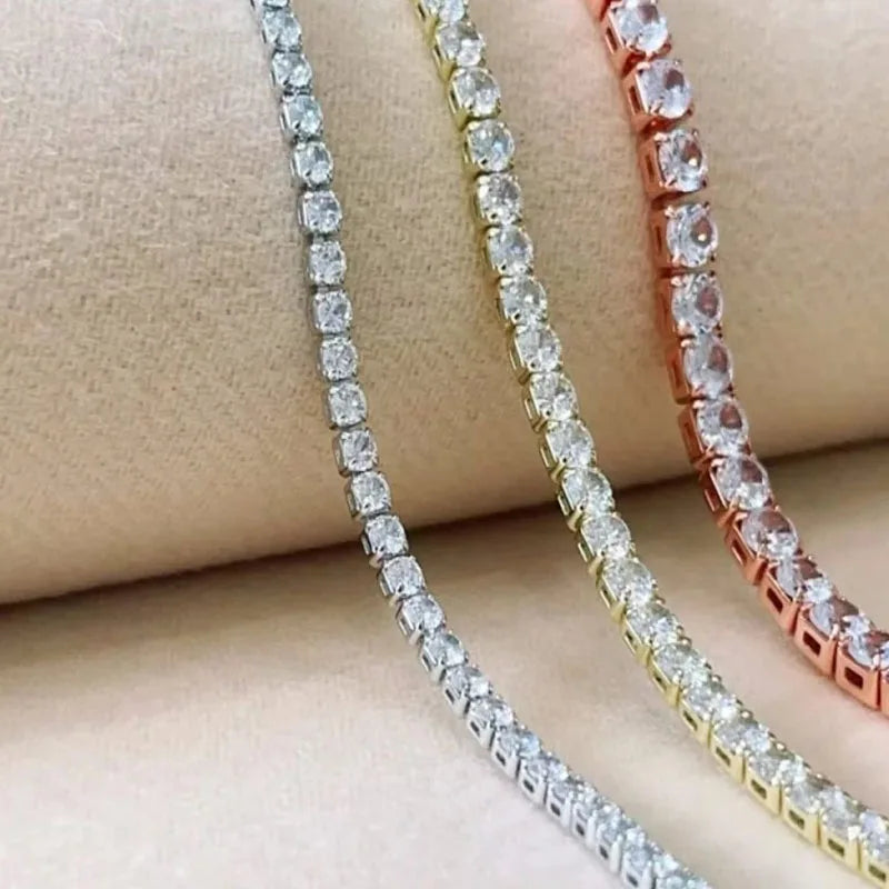 925 Sterling Silver Rose Gold Tennis Bracelet | Sparkling Cubic Zirconia Luxury Crystal Jewelry for Women