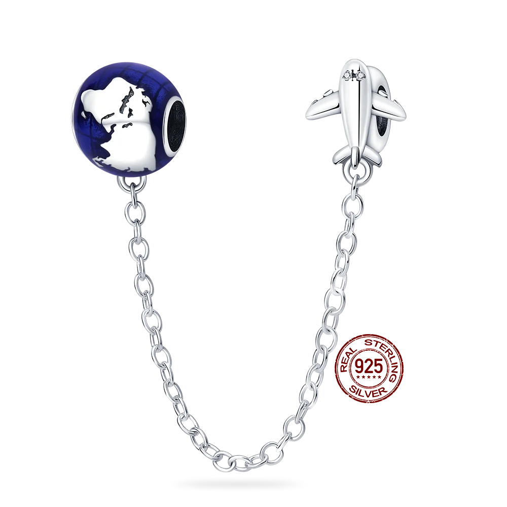 925 Sterling Silver Silicone Spacer Beads & Safety Chain | Clasp Charms Fit Original Pandora 3mm Bracelet – Women’s Jewelry