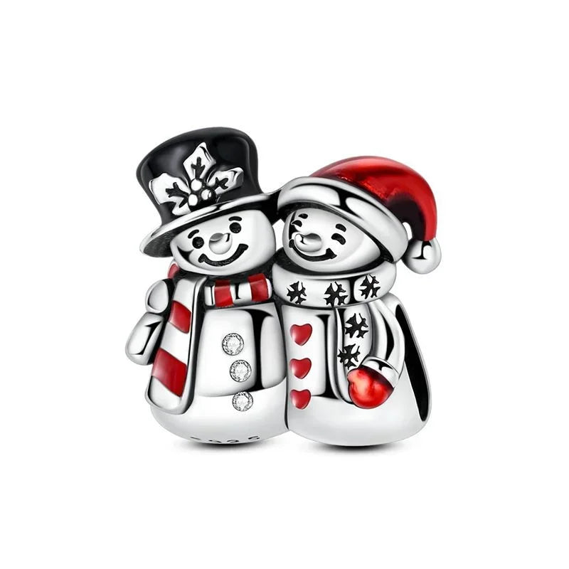 Christmas 925 Sterling Silver Charms | Santa Claus Reindeer Snowman Tree Beads Fit Original Bracelet