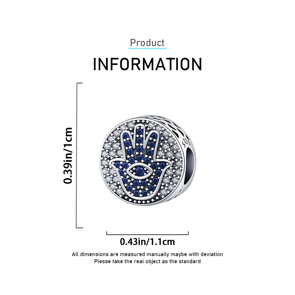 2025 New 925 Sterling Silver All-Seeing Eye Hamsa Hand Charm | Fits Pandora Bracelet & Women’s DIY Jewelry