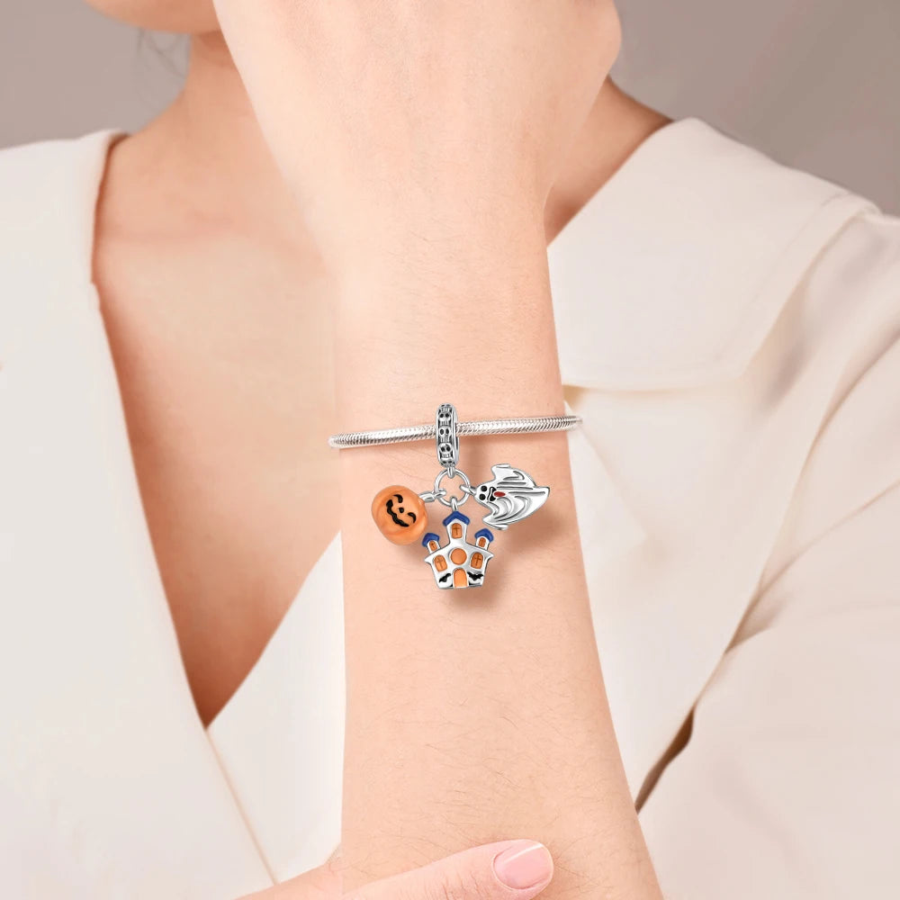 Gothic 925 Sterling Silver Grim Reaper Skull Charm Bead Fit Pandora Bracelet