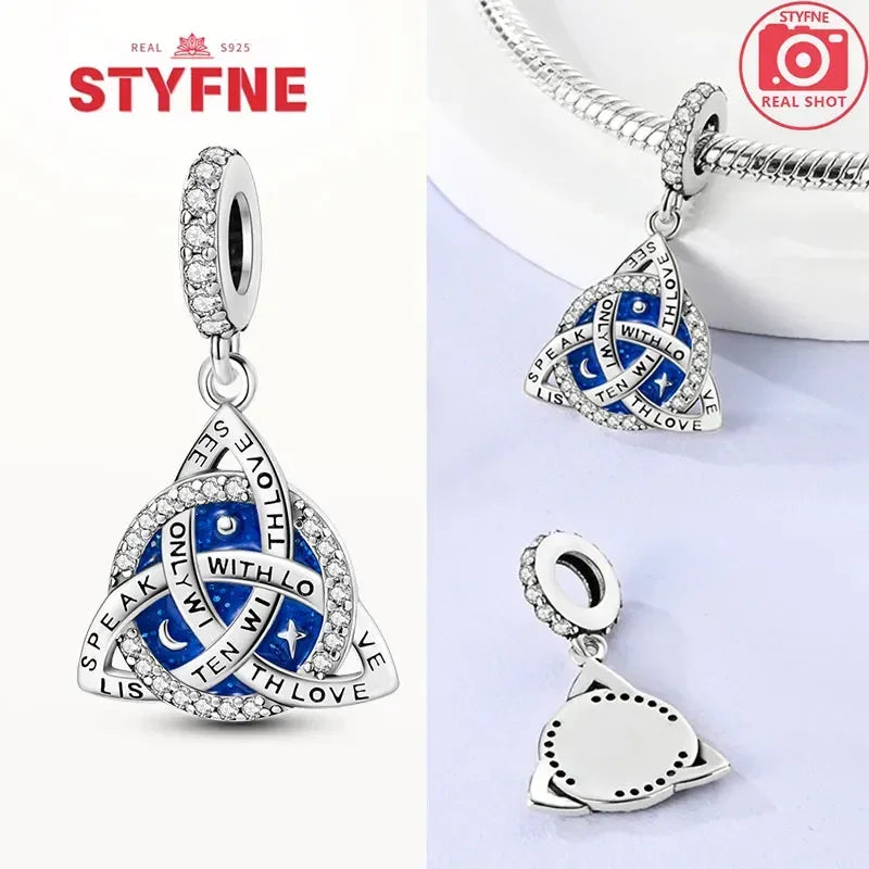 S925 Silver Heart Celtic Knot Lucky Blue Eye Charm – Fit Original Bracelet DIY Jewelry Gift for Women