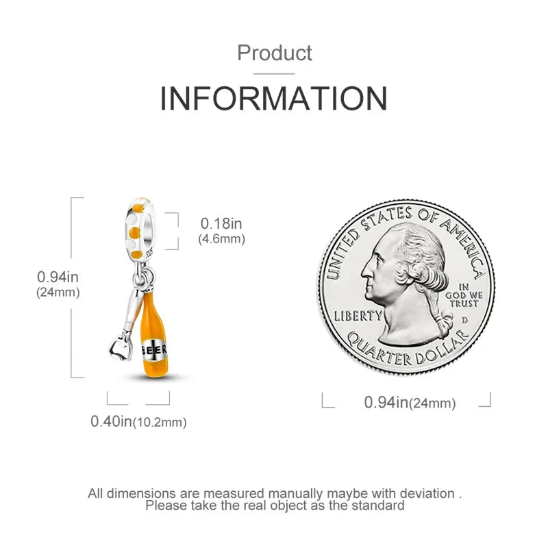 925 Sterling Silver Love Football Cup Charm Beads – Sport, Beer & Travel Pendants Fit Original Pandora Bracelet & Necklace