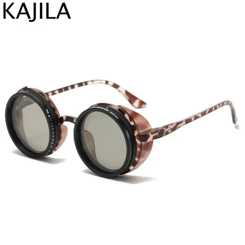 Polarized Adjustable Dimming Round Punk Sunglasses for Men – 2025 Luxury Brand Vintage Steampunk Sun Glasses | UV400 Shades