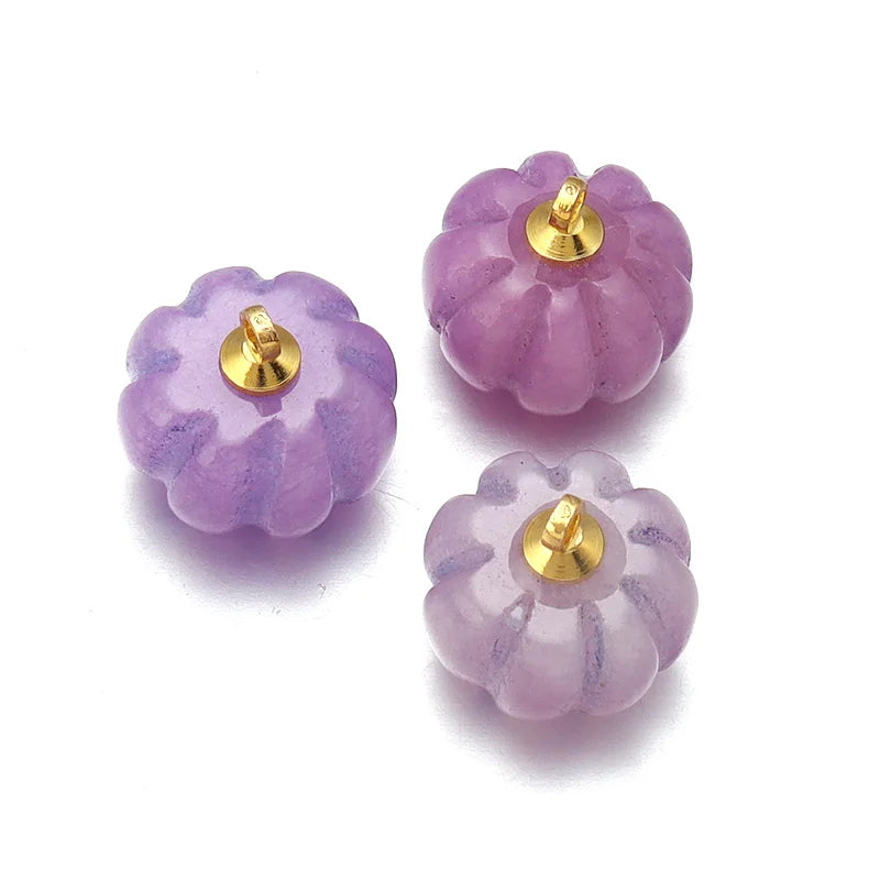 5pcs Natural Stone Pumpkin Pendants | Rose Quartz & Green Aventurine Charms for DIY Jewelry Making