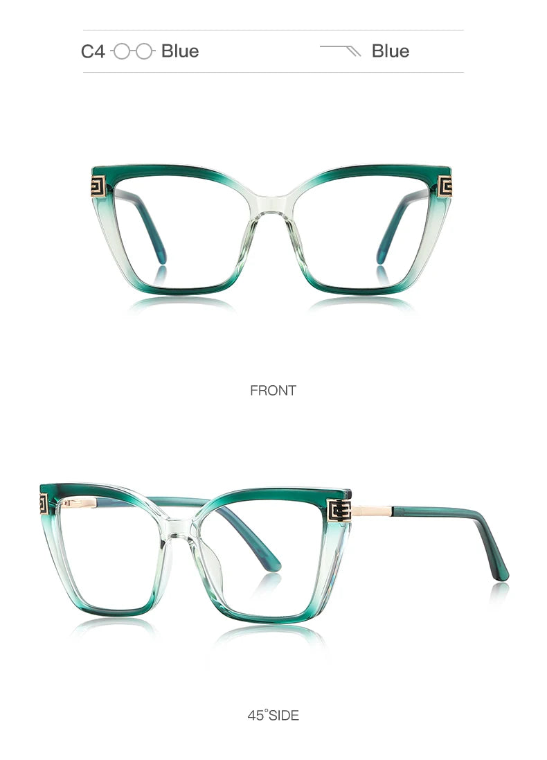 GENEVIEVE Personalized Large Frame Square Anti-Blue Light Reading Glasses – Women’s Photochromic Custom Prescription Eyewear